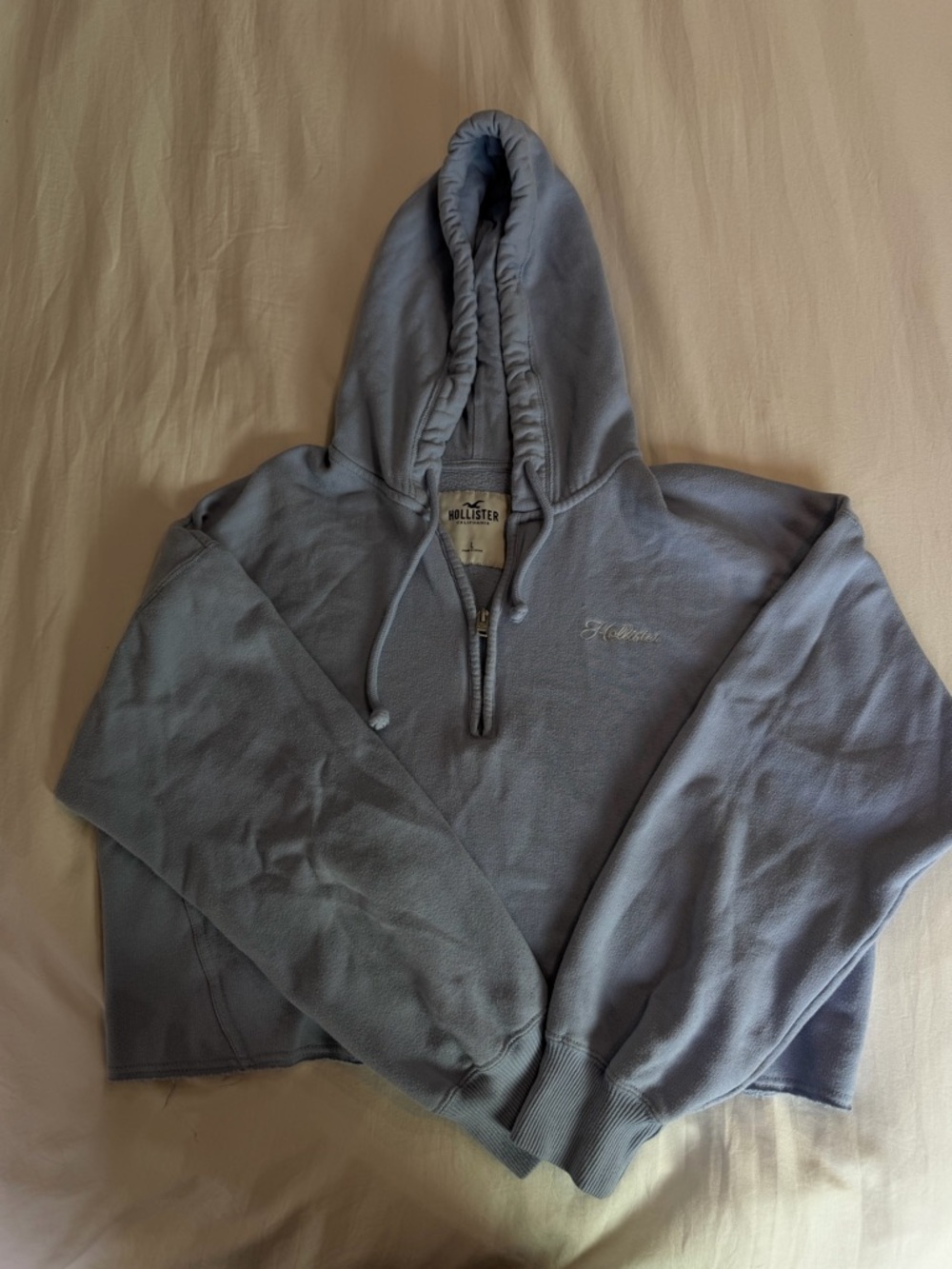 Hollister Pastel Blue Half-Zip Hoodie Pullover
